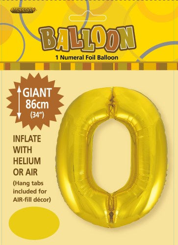 Giant Gold Number 0 86cm (34”) Foil Balloon